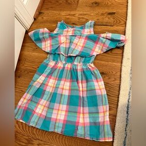 Gap Kids Colorful Gingham Cold Shoulder 100% Cotton Dress Size S (6/7)